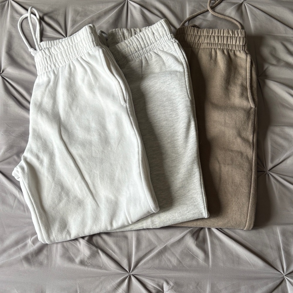 Garage White, Gray, and Tan Track Pants Set